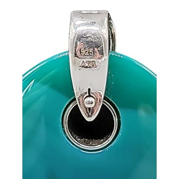 ATR Sterling Silver Green Onyx Pendant Oval Gemstone Signed 925 - Picture 8 of 12